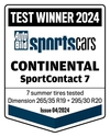 콘티넨탈 타이어 '스포트콘택트 7', 독일 자동차 전문지 타이어 성능 테스트 1위
