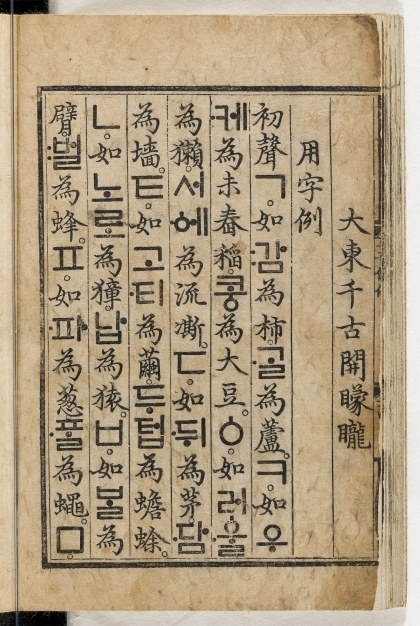 세종대왕과 집현전 학자들이 편찬한 '훈민정음 해례본' King Sejong the Great & The Scholars of The Hall of Worthies (Jiphyeonjeon), The Proper Sounds for the Instruction of the People, 1446, Korean, Ink, paper, each page 23.3 × 16.6 cm, Kansong Art Museum, Photo ⓒ Kansong Art Museum