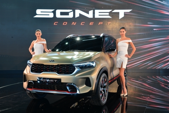 5일 인도 델리모터쇼에서 최초 공개된 기아차 '쏘넷(SONET) 콘셉트'.