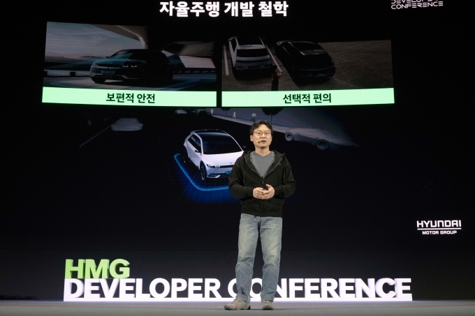 현대차∙기아 자율주행사업부 유지한 전무가 키노트 발표를 하고 있다.