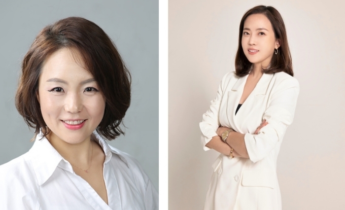 GM한국사업장 커뮤니케이션 총괄 겸 최고 마케팅 책임자 윤명옥 전무(왼쪽)과 GM한국사업장 최고 전략 책임자(CSO)로 임명된 정정윤 전무