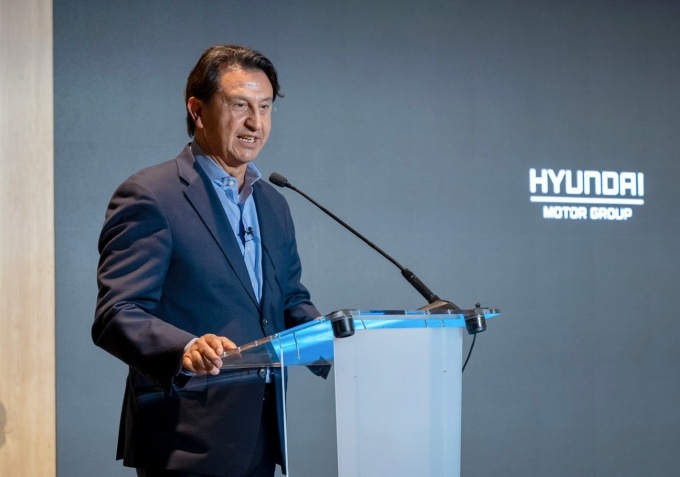 3일 스페인 바르셀로나의 카탈루냐 콩그레스 센터에서 열린 FISITA WMC(FISITA World Mobility Conference)에서 현대차 대표이사 호세 무뇨스 사장이 기조연설을 진행하고 있다.
