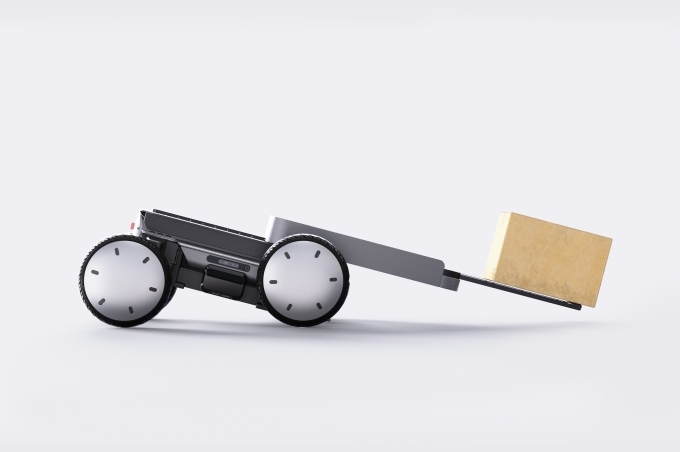 현대차·기아의 차세대 모빌리티 로봇 플랫폼 '모베드(MobED)'가 박스를 내리는 모습