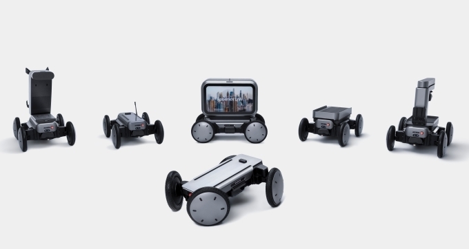 현대차·기아가 AW2026에서 국내 최초 공개한 '모베드(MobED)' 양산형 모델과 탑 모듈 결합 콘셉트 모델. (뒷열 왼쪽부터) 모베드 골프, 모베드 프로, 모베드 딜리버리, 모베드 언로딩, 모베드 로딩 (앞열 가운데) 모베드 베이직.